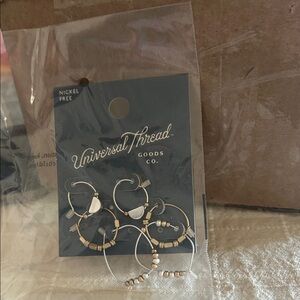 Universal Thread Gold and Silver Beaded Hoop Earrings